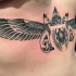 Stylish engraving style black ink Egypt themed tattoo on side
