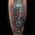 Super 3D realistic bio mechanical parts and mechanisms leg tattoo in torn ripped skin