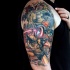Original gemalte detaillierte verschiedene Marvels Superhelden Tattoo an der Schulter