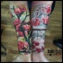 Superior realism style colored forearm tattoo of blooming tree with frozen cherries
