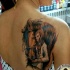 Tatuaje en el omóplato,  chica tierna con caballo bonito