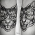 Tatuagem de braço de estilo de ponto simétrico de gato demoníaco com muitos olhos