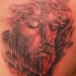 Tatuaggio rosso 3D sulla schiena Gesù