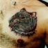 Tête d'un loup en colère tatouage sur la poitrine