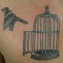 Le tatouage d'un oiseaux sortant de cage