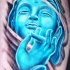 buddista blu pregando tatuaggio