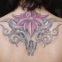 cranio toro con fiore trafori tatuaggio sulla schiena
