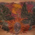 Tatuaje multicolor en el pecho, dos cuervos que se pelean
