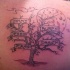 Tatuaggio carino sulla spalla l'albero col nomi & la luna grande