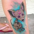 tatuaje colorido de chijuajua en estilo de dia de muertos