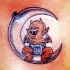 piccolo demonio sulla luna tatuaggio colorato