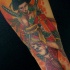 Simpático tatuaje en color la guerrera japonesa