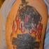 harley davidson in flames tatuaggio