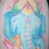 tatuaje colorido de la cabeza de la deidad de elefante