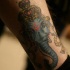 tatuaje de la cabeza de ganesha azul