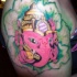 Le tatouage de Ganesha rose sur un lotus vert