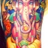 tatuaje colorido de elefante ganesha rosa
