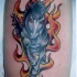 tatuaje de caballo enfadado en llamas