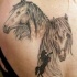 Un gros tatouage des têts de chevaux