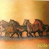 tatuaje colorido de la manada de caballos
