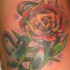 rosa con  spine sul braccio colorato tatuaggio
