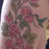 Le tatouage de colibri sur les roses roses sur la hanche