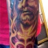 gesu' in fiamme tatuaggio sul manicotto pieno colorato