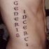 Le tatouage d'inscription Generis incerci sur le flanc