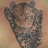 Tatuaggio nero bianco sulla lombo il leopardo