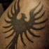 el tatuaje de tinta negra con la ave fenix en forma de un simbolo