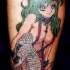 el tatuaje estilo anime con una chica con pelo verde