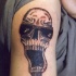 Tatuaje de calavera curvada en las gafas