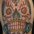 Tatuaje en el hombro, calavera en color
