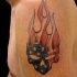 Flaming usa patriotic skull tattoo