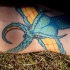 Tatuaggio colorato il serpente azzurro giallo