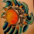 Sol y muna céltica tatuaje en color