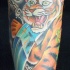 Asian style tiger on waterfall tattoo