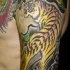 Tigre con paisaje tatuaje estilo asiático