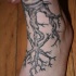 el tatuaje de las raices de un arbol hecho en el pie