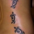 Tatuaggio sul fianco tre disegni in forma delle tartarughe