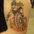 Tatuaje guerrero viking en el fuego en color