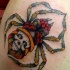 Traditional coloured spider tattoo