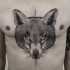 Typical beautiful looking chest tattoo of fox head