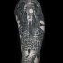 Unglaubliches schwarzes und weißes Schulter Tattoo mit erstaunlich aussehendeт Sehenswürdigkeiten der Stadt