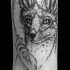 Illustrative style colored arm tattoo of funny looking smoking fox