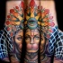 New school style colored arm tattoo of monkey queen with crown