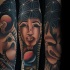 New school style colored arm tattoo of fantasy alien with