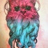 Tatuaje en la espalda, mitad gato mitad pulpo extraordinario multicolor