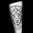 Tatuaje de brazo de tinta negra habitual de cabeza de león con figuras geométricas