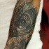 molto realistico come grande mistico occhio e cranio  tatuaggio avambraccio